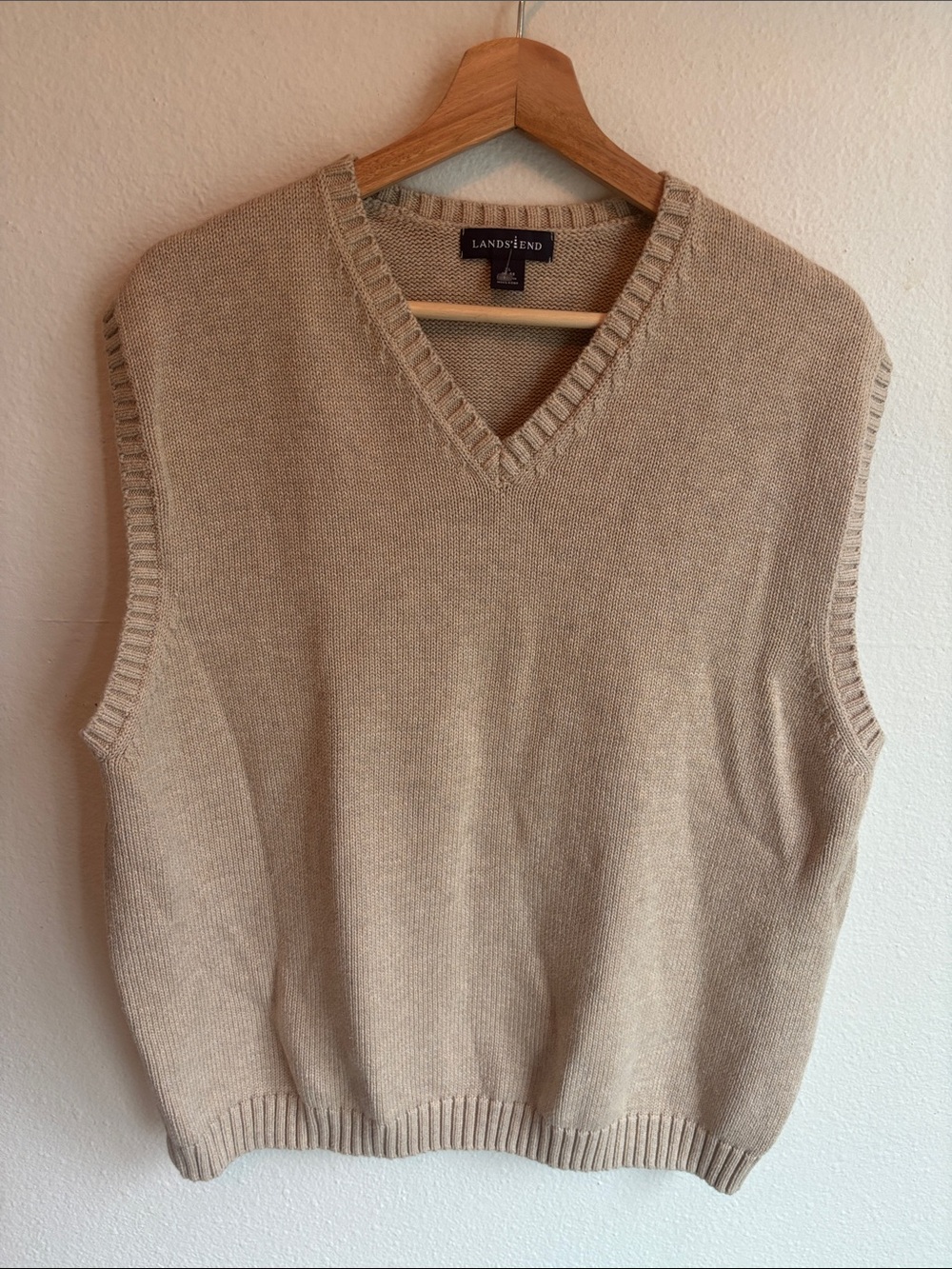 Lands End Cotton Sweater Vest XL